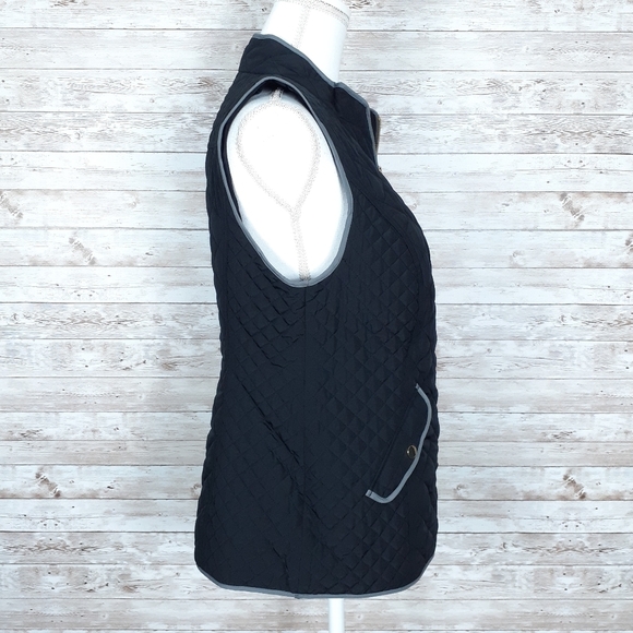 Charter Club Quilted Vest S Black Gray Accents 942 - Picture 3 of 7
